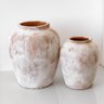 16 vaso brie em ceramica branco e terracota p
